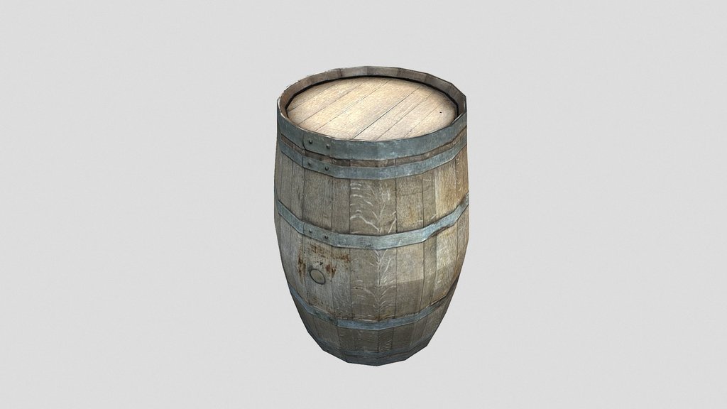 Game-Ready Wooden Barrel (PBR, Low Poly)