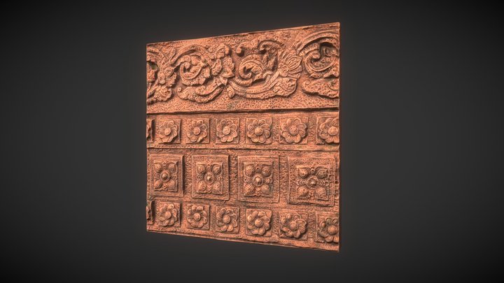 FREE Low poly India temple wall modular 3D Model