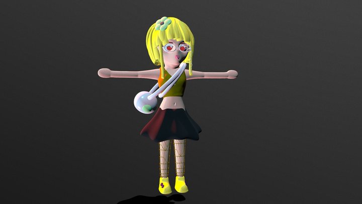 Anime Cartoon Girl 3D Model