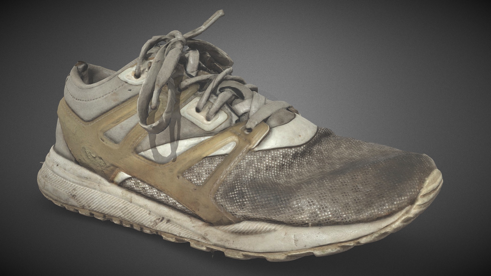 3D model Reebok Ventilator damaged shoe - This is a 3D model of the Reebok Ventilator damaged shoe. The 3D model is about a close-up of a shoe.