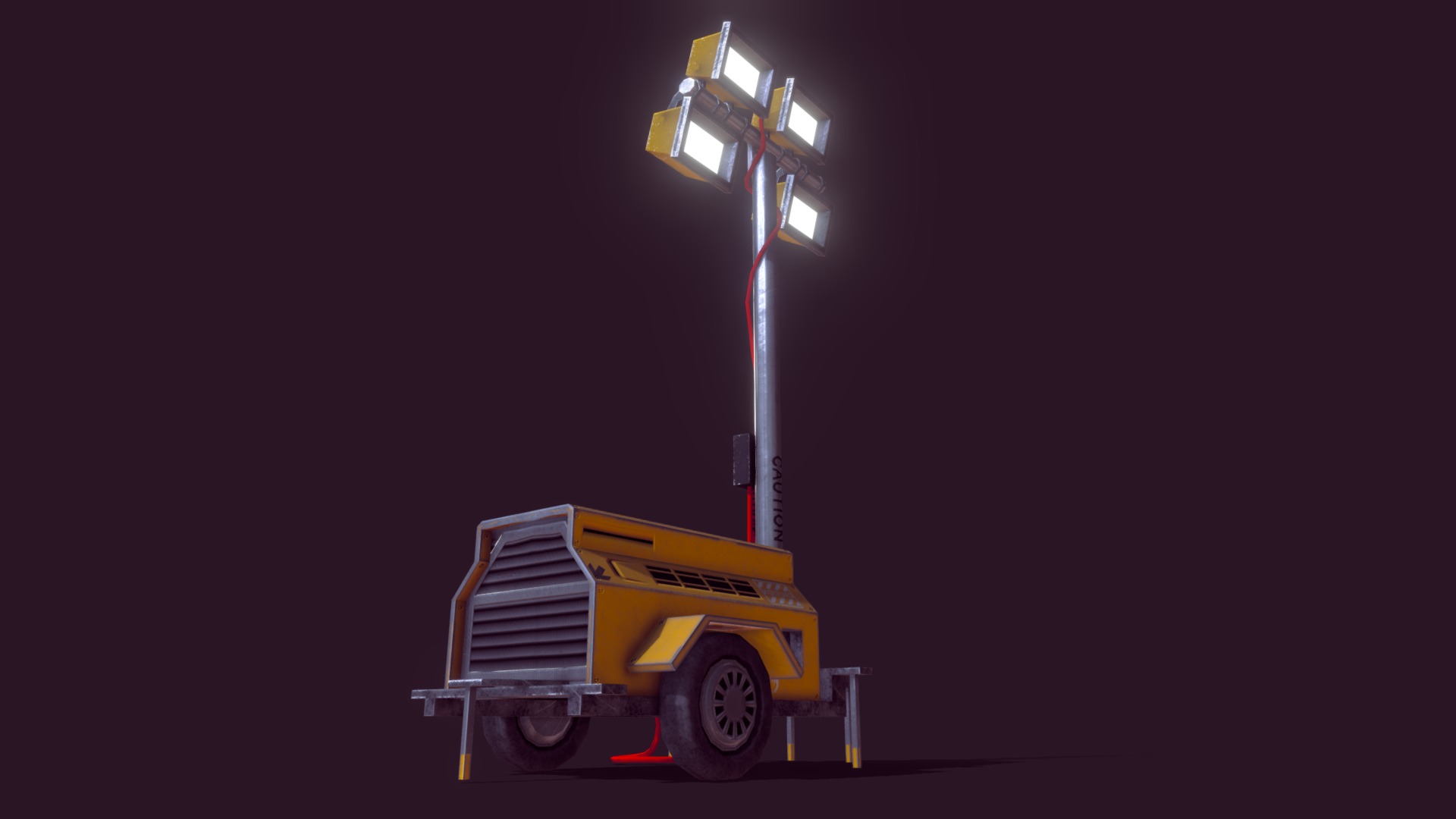 3D model Light Tower Portable - This is a 3D model of the Light Tower Portable. The 3D model is about a yellow forklift with a light on top of it.