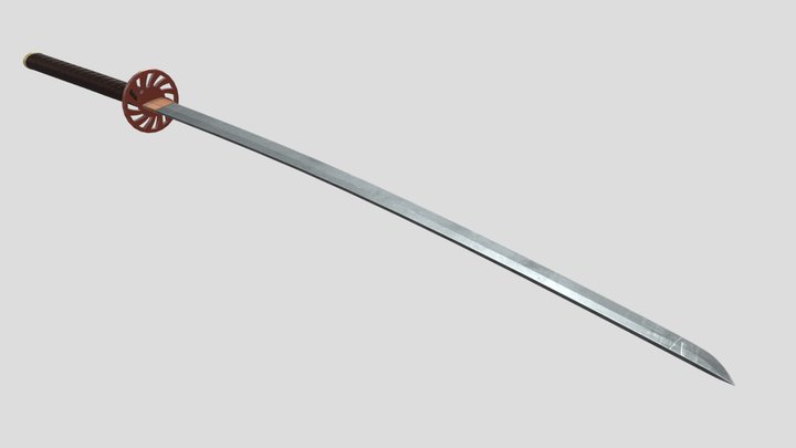 Medieval Realistic Katana Middle-poly Game ready 3D Model