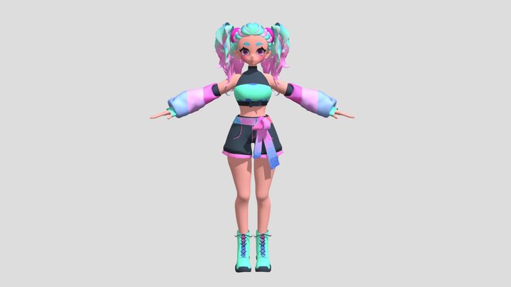Vrchat Avatar Cute Rave Girl MESH ONLY 3D Model