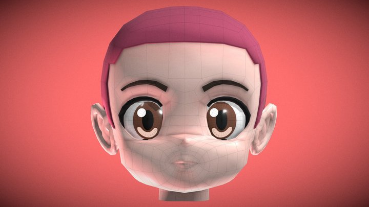 Anime Boy Head Type E (+60 Facial Morphs) 3D Model