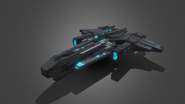 Low-Poly Sci-Fi SpaceShip 3D Model