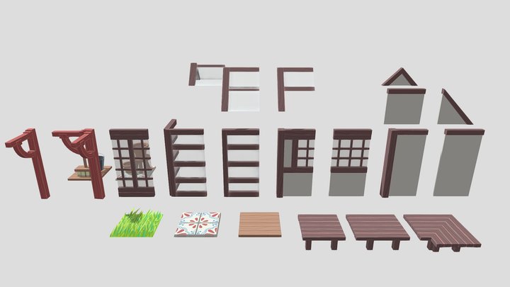 Stylized house tile-set 3D Model