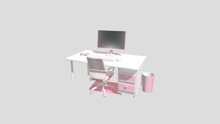 Gaming Set And Desk 3D Model