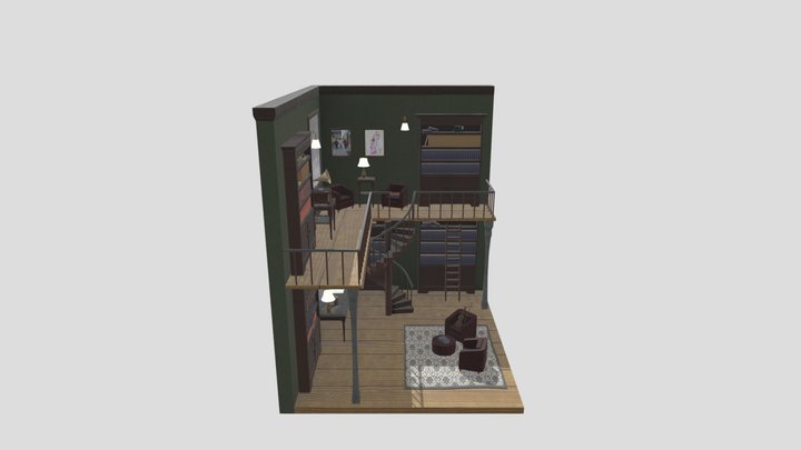 Biblioteca personalizada (texturizada) 3D Model