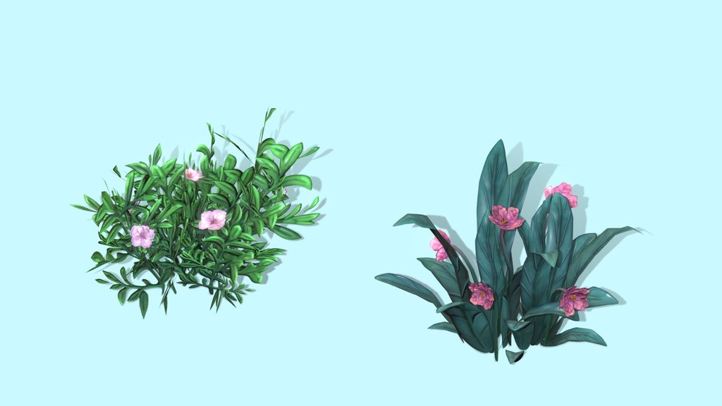 Lowpoly Flower Bushes