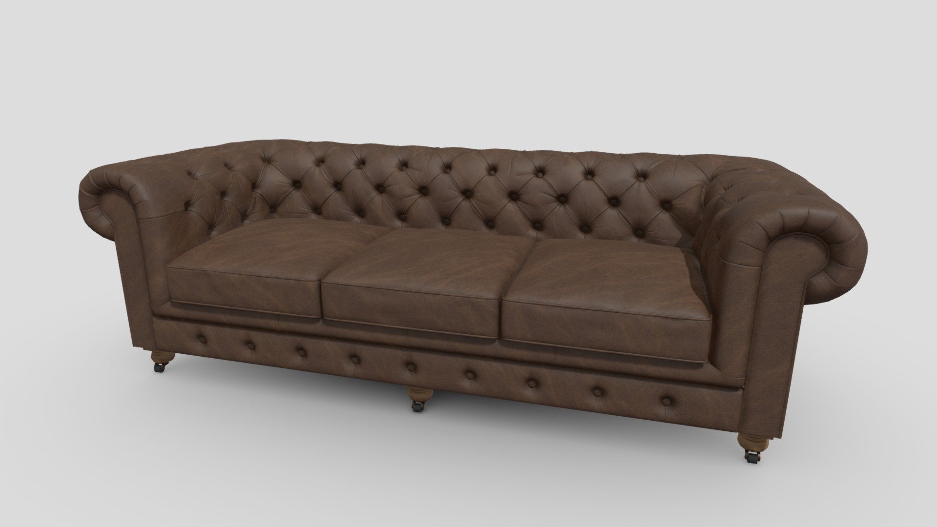 Brown Tufted Leather Sofa - 3D model by 3DHomeStore [4b47ca4] - Sketchfab