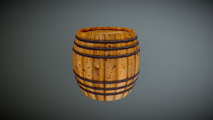 Wooden Barrel UV Snapshot Complete 3D Model