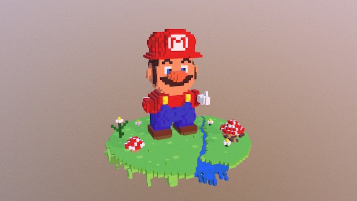 Voxel Mario 3D Model