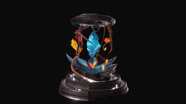 Frozen Crystal Lotus Pedestal 3D Model