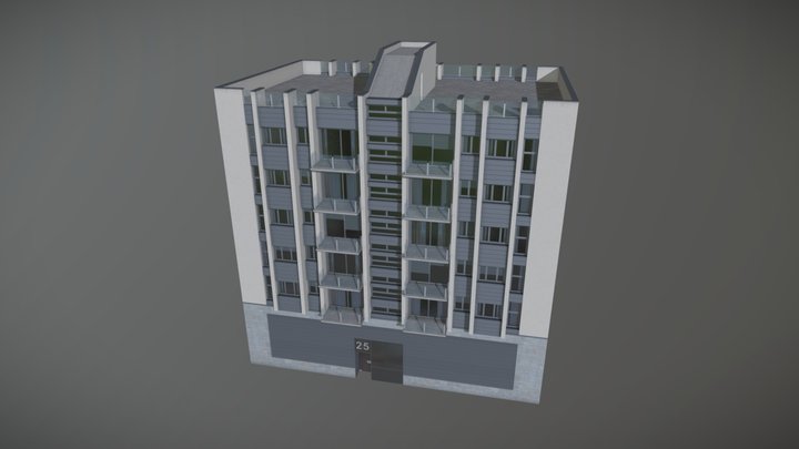 Midrise Residential #2 - 5 stories - Center 3D Model