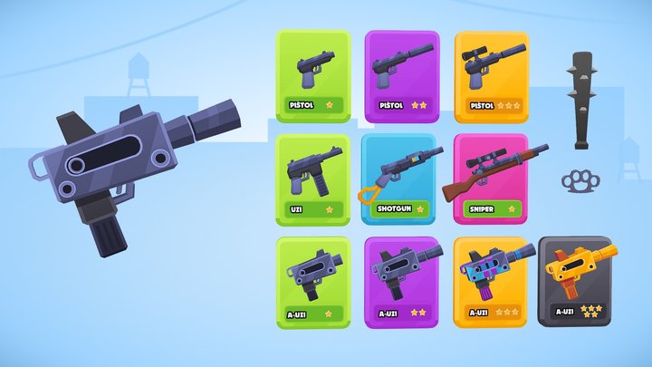 Stylized guns and weapons 3D Model