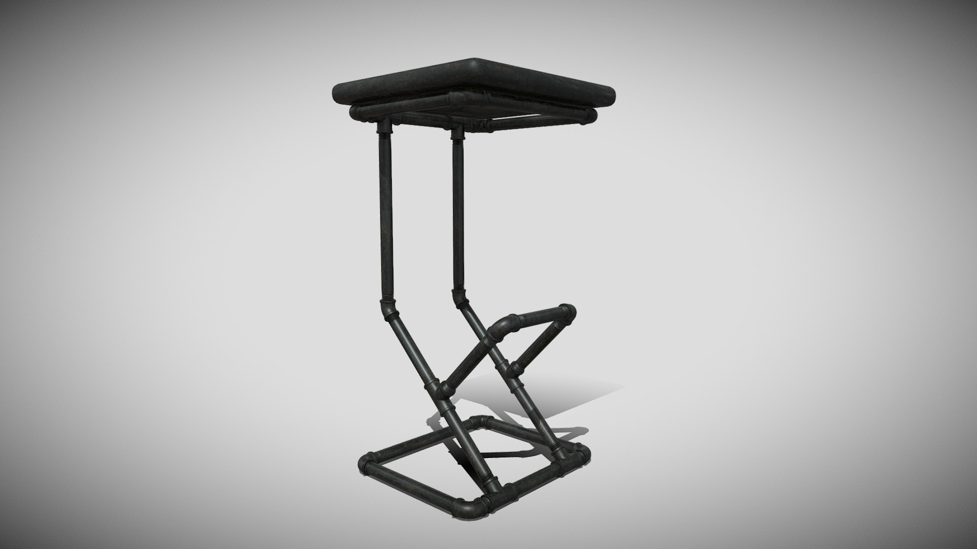 3D model Industrial Pipe Barstool - This is a 3D model of the Industrial Pipe Barstool. The 3D model is about a black and white photo of a stool.