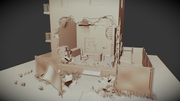 Abandonned building diorama 3D Model