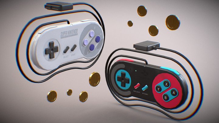 The Super Nintendo Switch Controller 3D Model