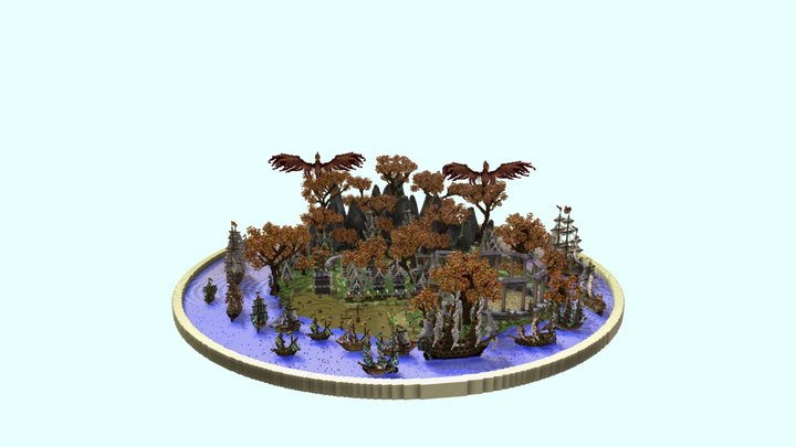 SkyBlock - Autumn Spawn Map 250x250 v1.0 3D Model