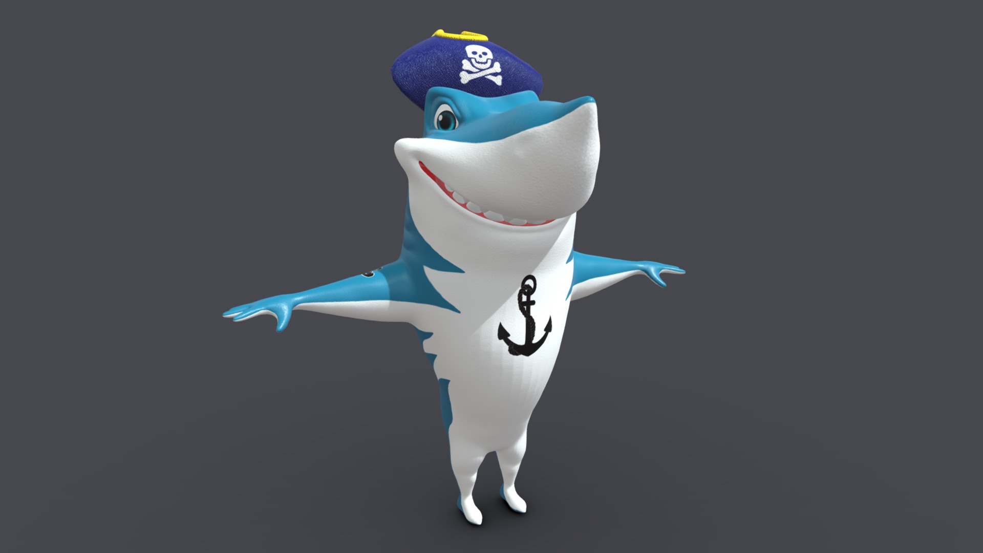 3D model Asset – Cartoons – Animal – Shark 02 – Rig – 3D - This is a 3D model of the Asset - Cartoons - Animal - Shark 02 - Rig - 3D. The 3D model is about a blue and white toy.