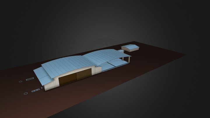 Hangar Aviação + Patio de Limpeza 3D Model