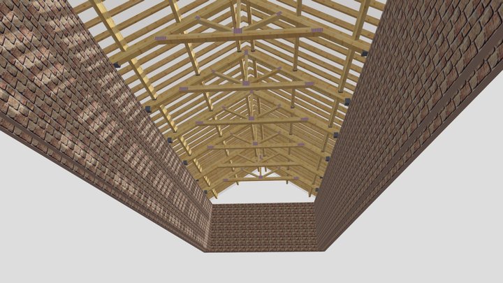Traditional Queen Post with Purlin & Rafter 3D Model