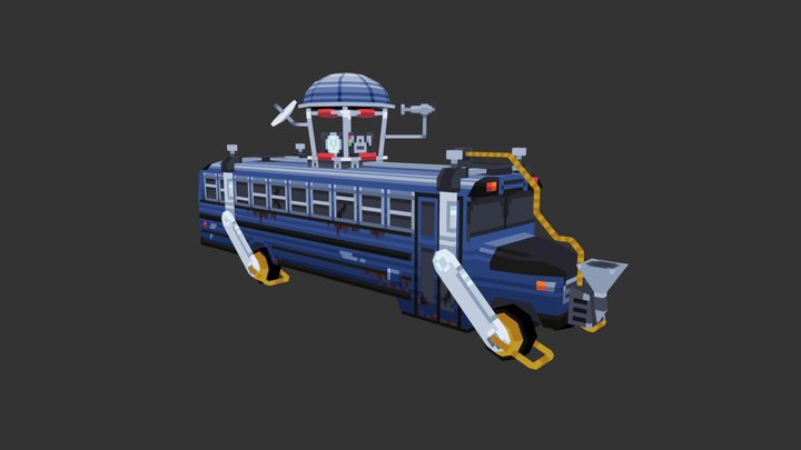 Lowpoly Fortnite Battle Bus 3D Model