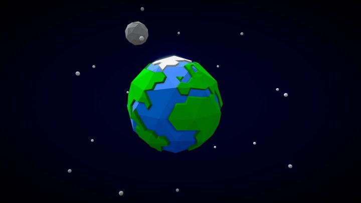 Earth + Moon 3D Model