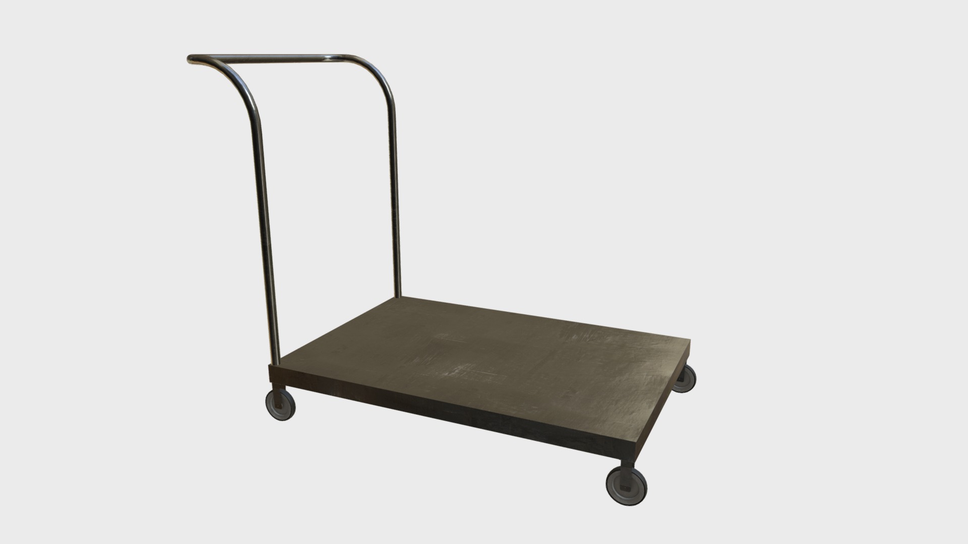 3D model Platform trolley cart 1 - This is a 3D model of the Platform trolley cart 1. The 3D model is about a black table with wheels.