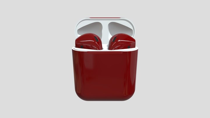 AirPods 2 Maroon 3D Model