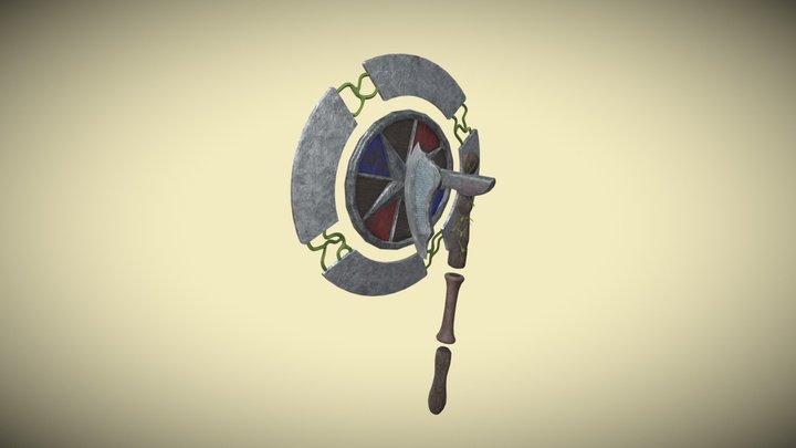 Viking inspired Axe & Shield 3D Model