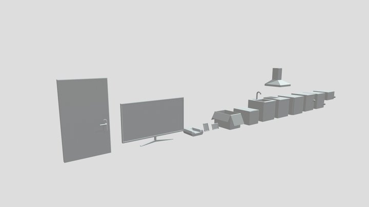 Low Poly House Furniture 3D Model
