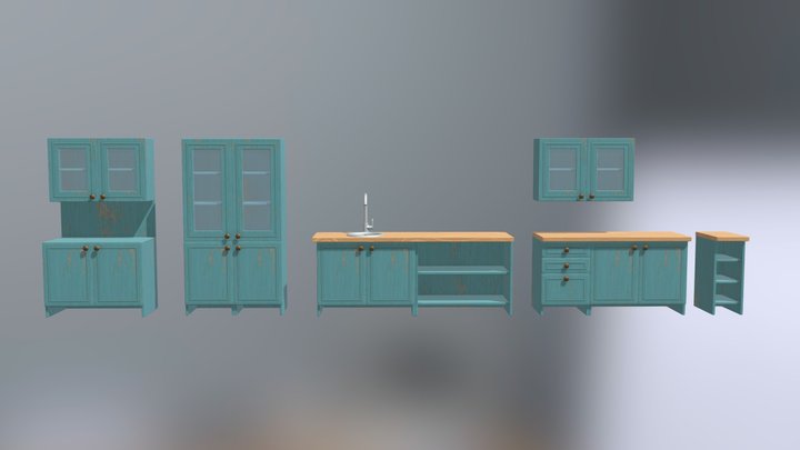 Modular kitchen cabinets 3D Model