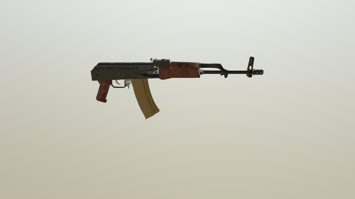 AK74u Low Poly 3D Model