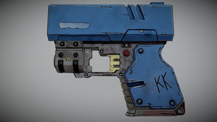 Handpainted Gun 3D Model