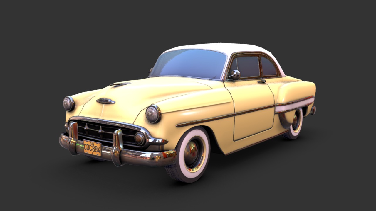 3D model 1953 - This is a 3D model of the 1953. The 3D model is about a car parked on a black background.