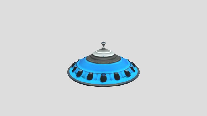Silver_flying_saucer_with_bright_blue_lights 3D Model