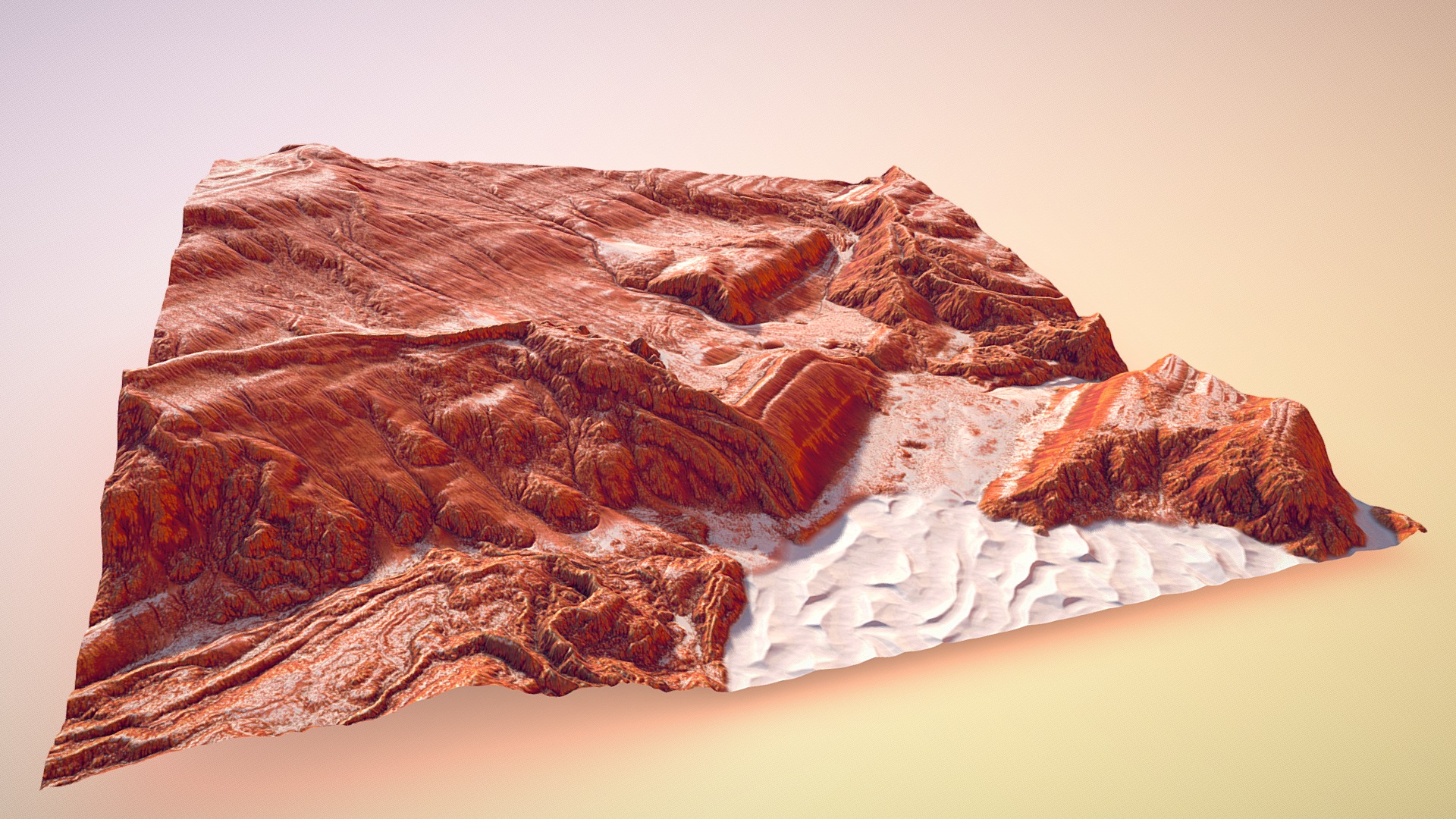 3D model Flowing Sandstone Hills - This is a 3D model of the Flowing Sandstone Hills. The 3D model is about a piece of bread.