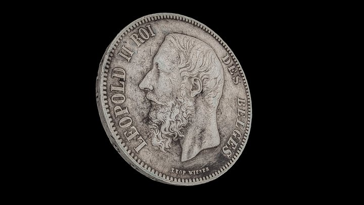 Monnaie 5 francs : Leopold II 3D Model