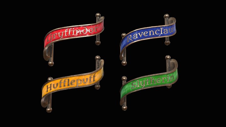 Hogwarts House Badges 3D Model