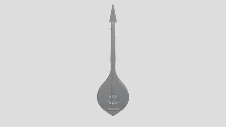 Gold stringed musical instrument 3D Model