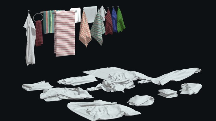 Towels Pack Textured 3D Model