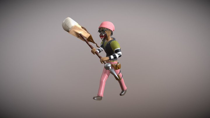 Red Tide Character's Melee Walk Cycle Animation 3D Model