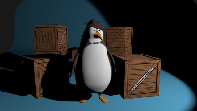 Cartoon Penguin Mafia Mascot 3D Model