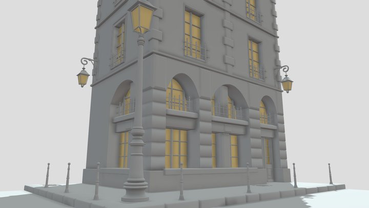 Parisian building diorama 3D Model