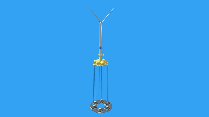 Offshore Wind Turbine - Tension Leg Platform 3D Model