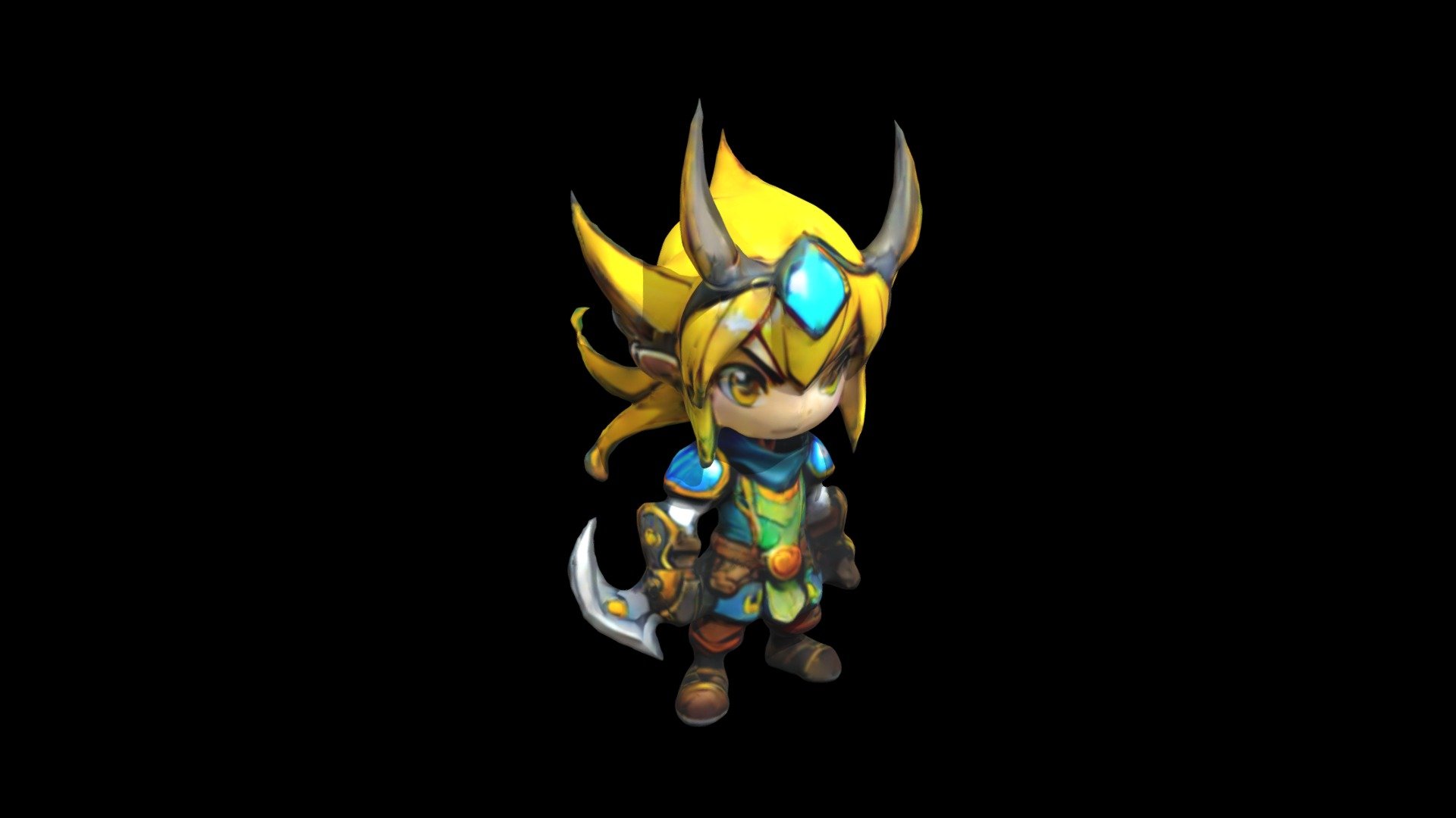 a cartoon-style fighter character with long yell - Download Free 3D ...