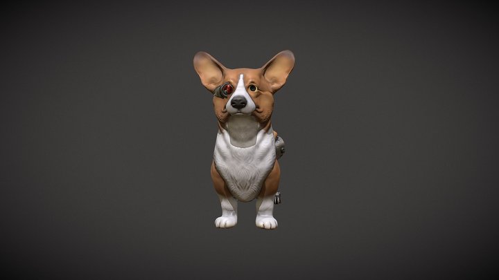 E7710-T - Cyborg Corgi Character WIP 3D Model