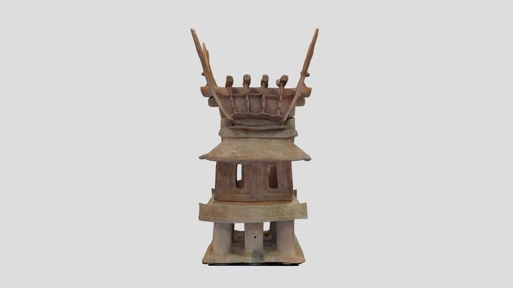 大日山35号墳（和歌山市）　3分割焼成の家形埴輪(番号1) – Modello 3D gratuito STL