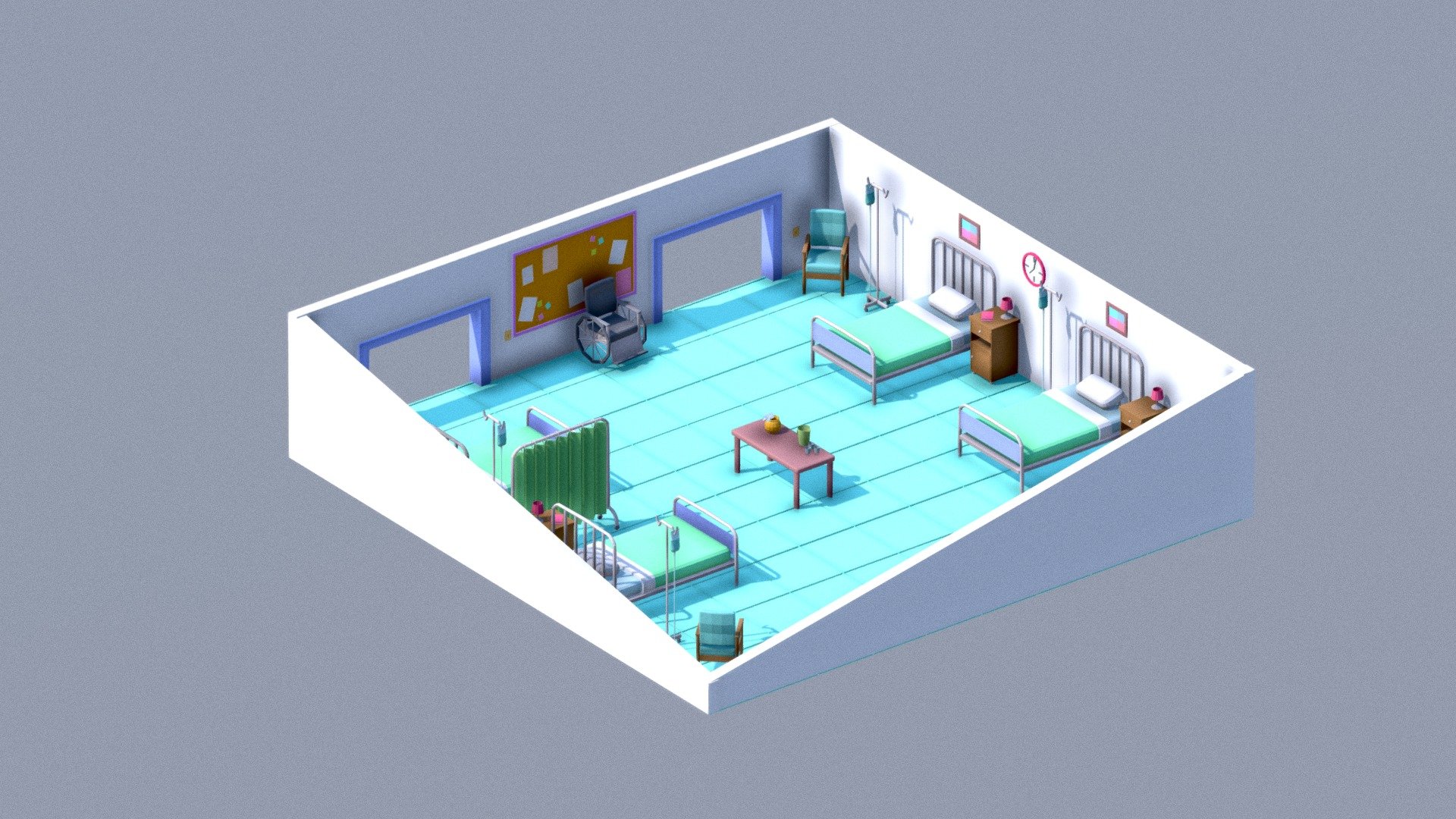 Low Poly Isometric Hospital